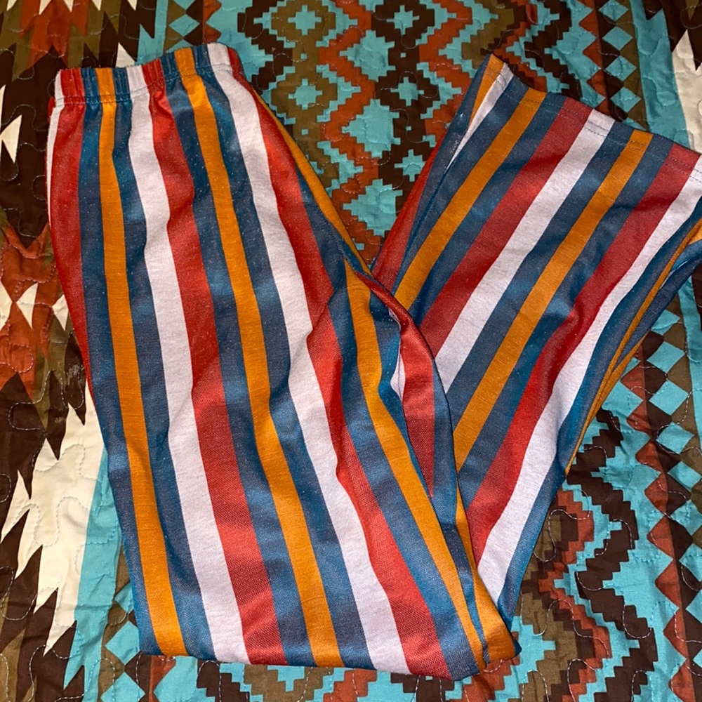 women's striped flared leggings
